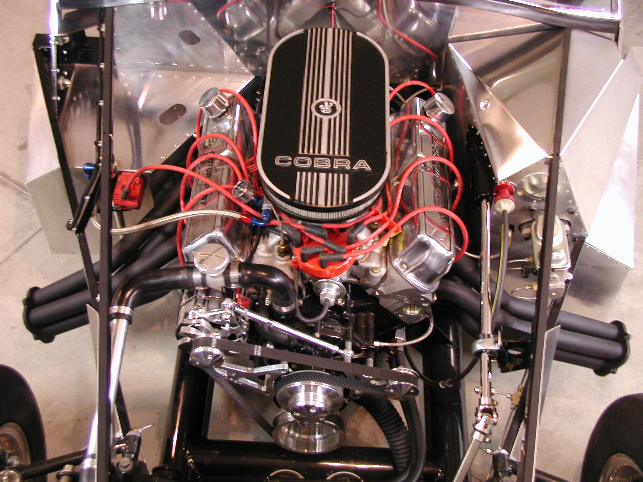 Original photograph of the 351W engine fitted in the Cobra replica chassis
